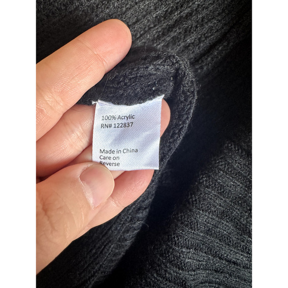 Neiman Marcus Cardigan Womens Large‎ Black Open Front Cold Shoulder Minimalist - Picture 6 of 7